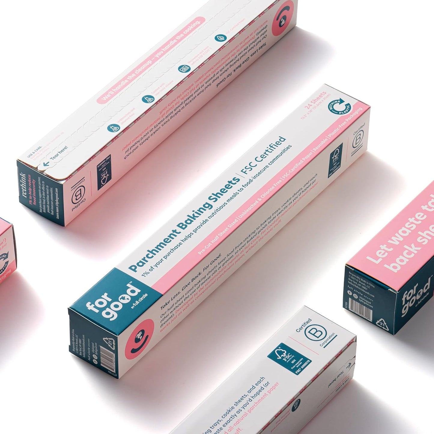 Parchment Paper by For Good | 24 Pre-Cut Half Sheets - Unbleached, Non-Toxic & Oven-Safe