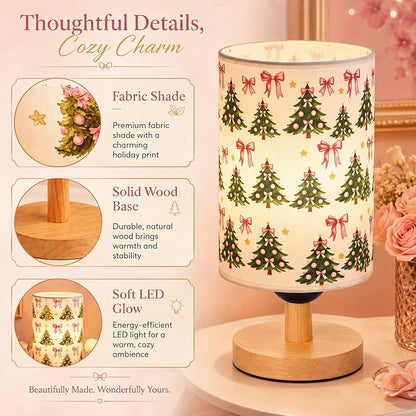 Christmas Table Lamp with Fabric Lampshade - Coquette Tree Pattern