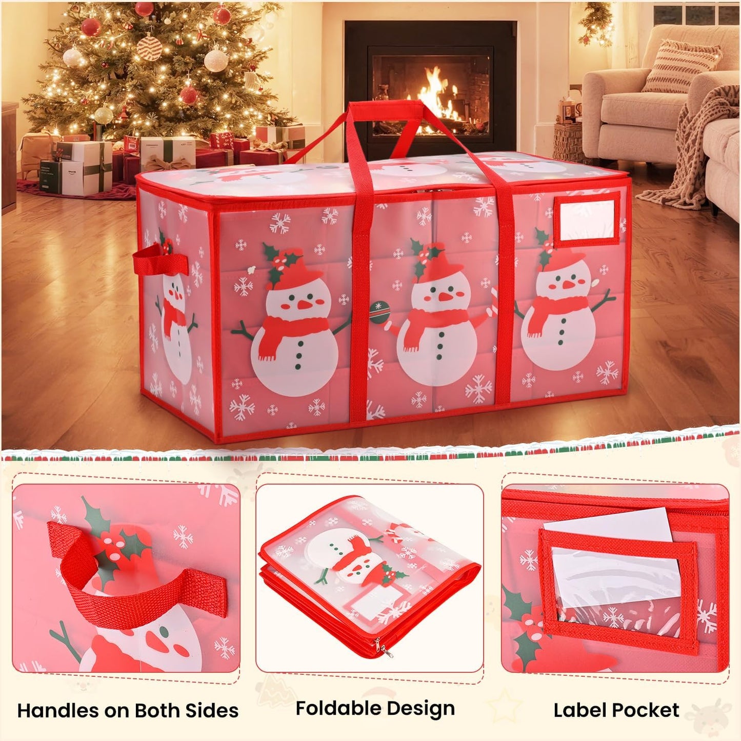 Regine Switzerland Christmas Ornament Storage Box - Waterproof, Adjustable Dividers, 128 Capacity, Dual Zippers
