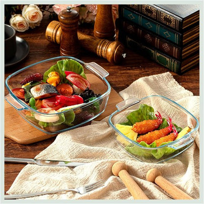 Maxcheck Glass Casserole Dish Set - 2 Pieces with Lids | Oven Safe 0.8L & 1.5L for Baking & Cooking
