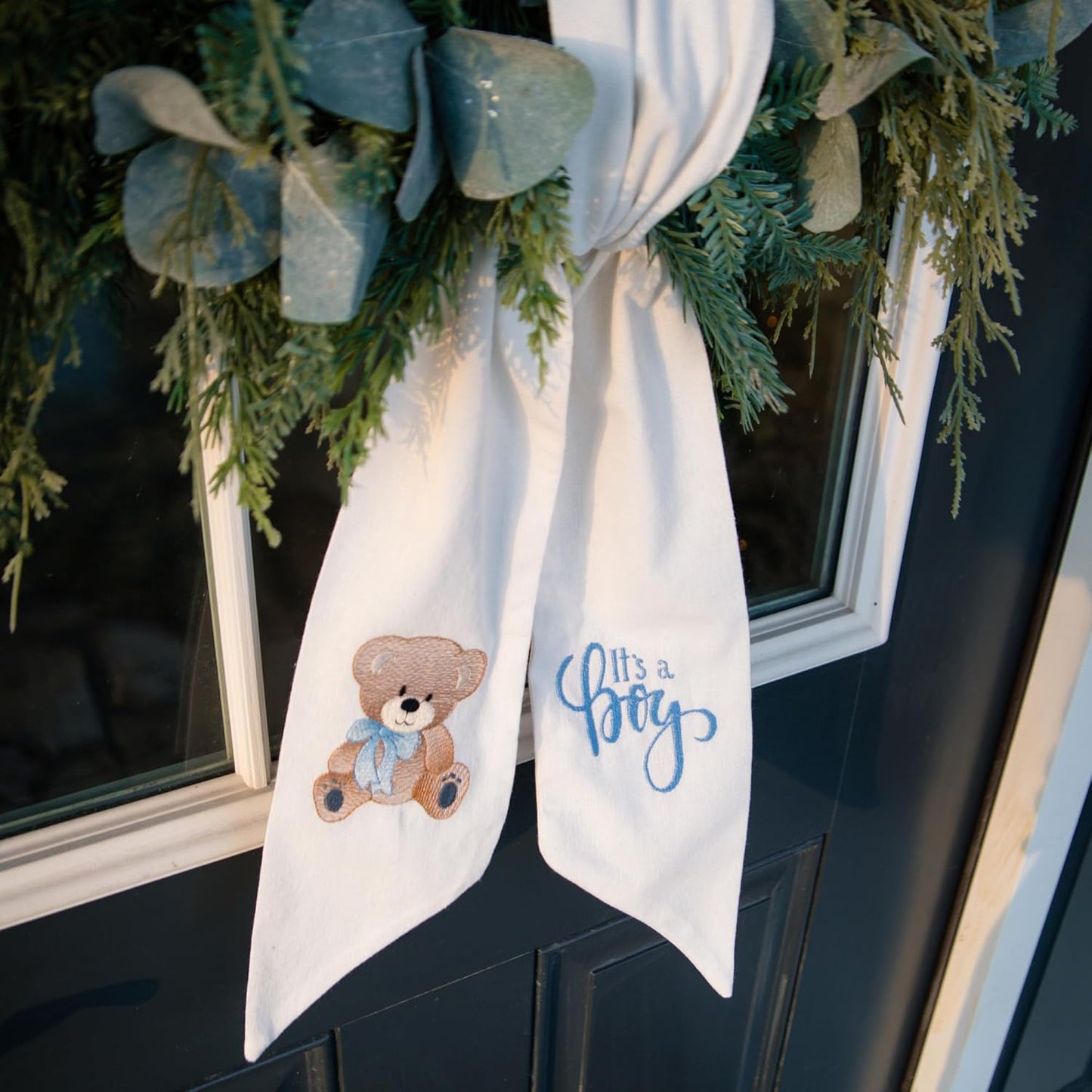 Quality Wreath Sash by [Brand Name] - It's a Boy Monogrammed Baby Shower Decor | 56" L x 4.5" W