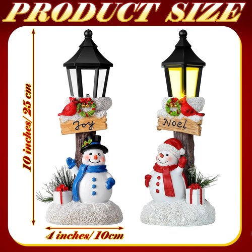 Karenhi Lighted Christmas Snowman Figurines - 2 Pack Indoor Table Decorations for Festive Holiday Decor