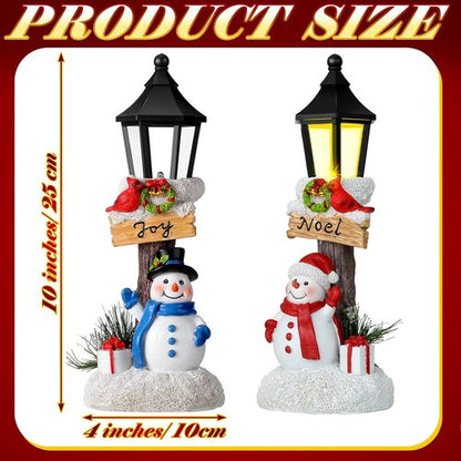 Karenhi Lighted Christmas Snowman Figurines - 2 Pack Indoor Table Decorations for Festive Holiday Decor
