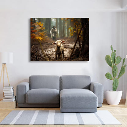 Ploceiny Extra Large Christian Wall Art - Jesus and Lamb Canvas Print | 45" x 30" Home Decor