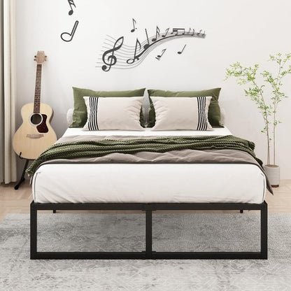 Lutown Teen 12-Inch Full Size Bed Frame - Heavy Duty Metal Platform with Sturdy Slats | Easy Assembly, Noise-Free, Black