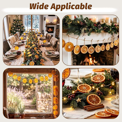 Dried Orange Slices Garland with Hemp Rope - 50 Pcs Rustic Christmas Ornament Set