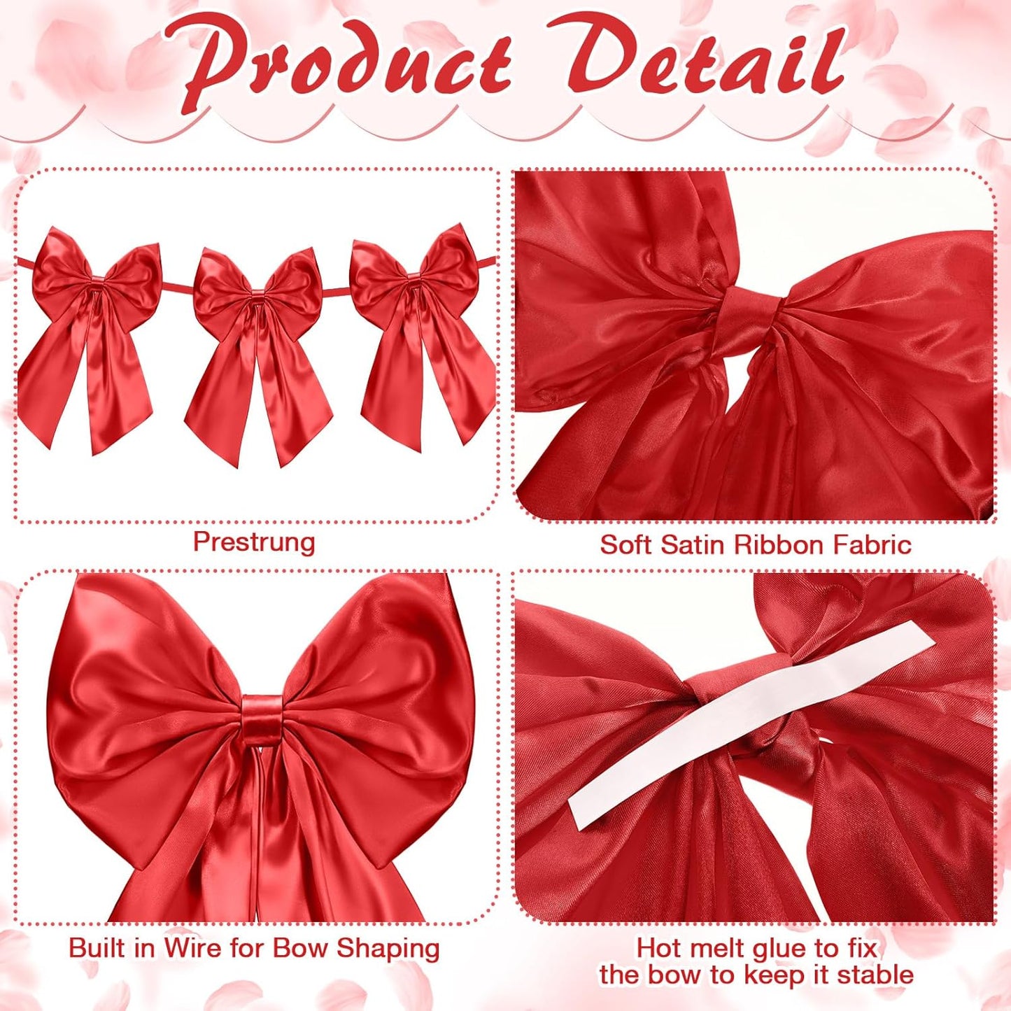 Suncalla Valentine's Day Decorations - 6 FT Large Red Bow Garland | Perfect for Weddings & Parties