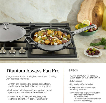 Our Place Titanium Pro Cookware Set - 10-Piece Non-Toxic Pots and Pans | Induction & Oven-Safe Up to 1000°F | Chrome Finish