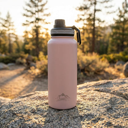 Skiennix Insulated Water Bottle - 32 oz Stainless Steel | Leak-Proof Lid & Pop-Up Straw in Blush Petal