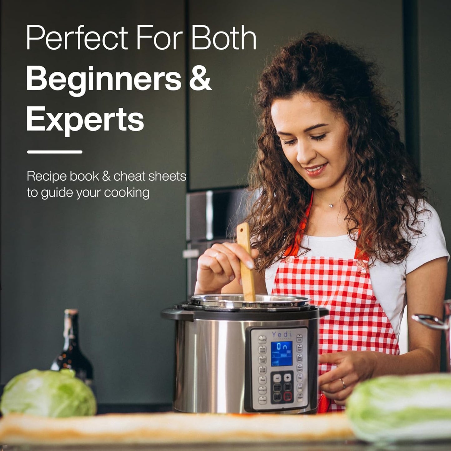 Yedi Houseware Pressure Cooker - 9-in-1 Digital Screen with Recipe Kit | Stainless Steel, 6 Liters