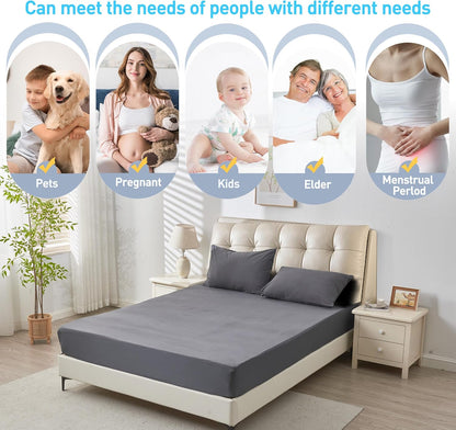 Skiennix Twin Mattress Protector - Waterproof Fitted Cover with 18" Deep Pocket | Noiseless & Breathable, Dark Gray (39" x 75")