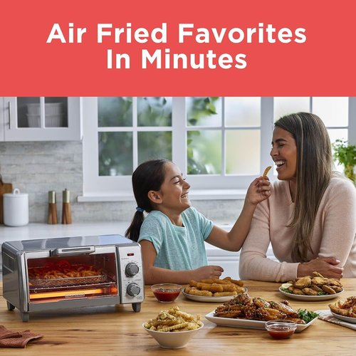 BLACK+DECKER Crisp 'N Bake Air Fry Oven - 5-in-1 Convection Toaster for 9” Pizza, Medium Capacity, Stainless Steel