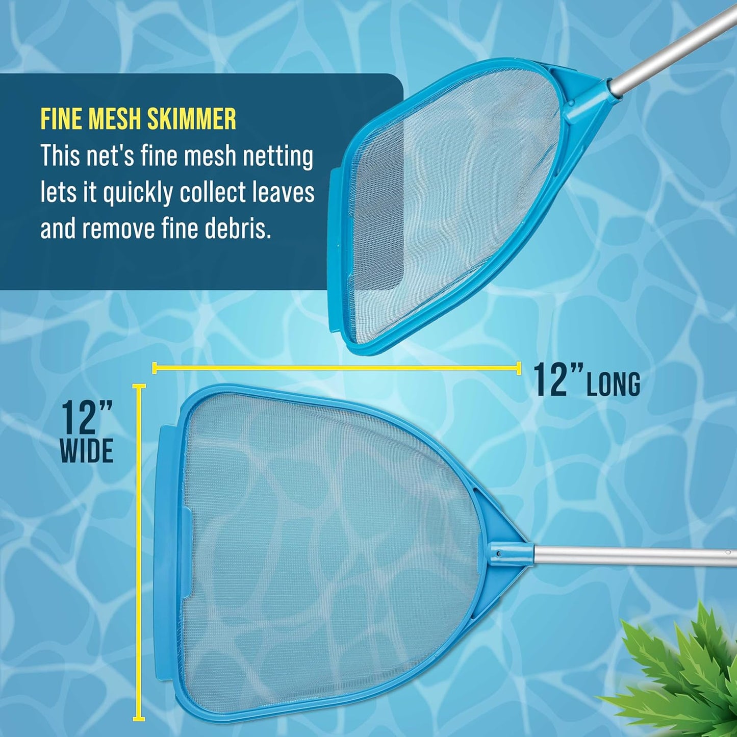 U.S. Pool Supply Skimmer Net - Handheld Fine Mesh for Pool, Spa & Pond Cleaning | Adjustable 32" to 5' Long