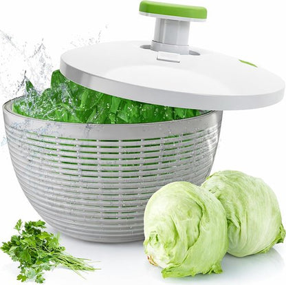 Brieftons 6.2-Quart Salad Spinner - Easy One-Handed Pump for Washing & Drying Greens, Vegetables, Fruits