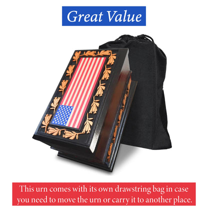Urns for Ashes - Patriotic Cremation Urn with American Flag - Enduring Ashes Keepsake - Decorative Urns for a Lasting Tribute