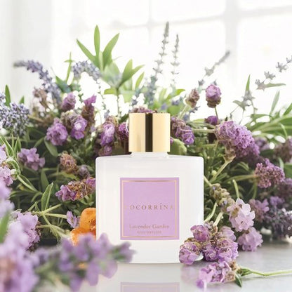 Cocorrína Reed Diffuser - Lavender Garden 6.7 Fl. Oz Set with Sticks & Preserved Baby's Breath | Home Decor
