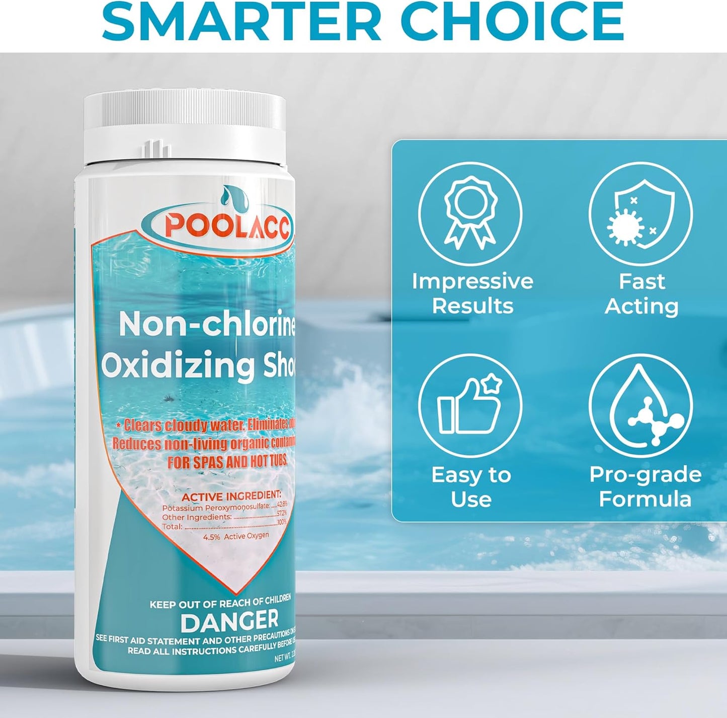 Non-Chlorine Spa Shock Oxidizer Cleaner by Spa Essentials - 2.2 LB 2 Pack for Quick Dissolving, Chlorine-Free Water Care