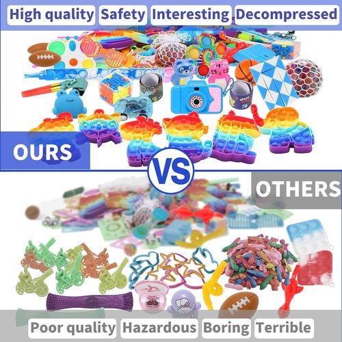 Fidget Toys Bulk - 200 Pcs Kids Party Favors | Birthday Gifts, Goodie Bag Stuffers & Carnival Prizes
