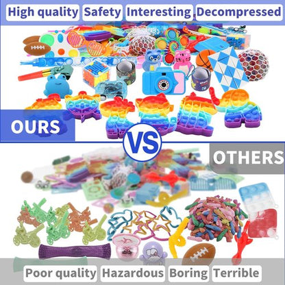 Fidget Toys Bulk - 200 Pcs Kids Party Favors | Birthday Gifts, Goodie Bag Stuffers & Carnival Prizes
