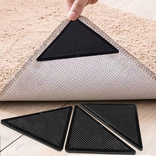 Muddy Mat® Heavy Duty Non-Slip Reusable Rug Corner Pads - Double-Sided Adhesive Pad for Corners and Sides on Hardwood Floors, Area Rugs - Keep Your Rug in Place (Pack of 4)
