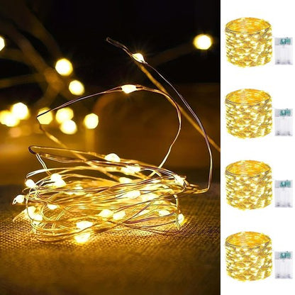 4-Pack Fairy Lights Battery Operated with Timer, Waterproof 16FT 50 LED String Lights Indoor Outdoor, Cuttable Starry Fairy Lights for Home Bedroom Classroom Dorm Wedding Christmas Decor (Warm White)