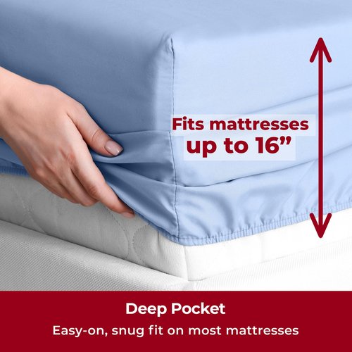 Mellanni Twin Sheets Set - 3 PC Iconic Collection Bedding - Hotel Luxury, Extra Soft, Cooling Bed Sheets - Wrinkle, Fade, Stain Resistant (Twin, Sky Blue)