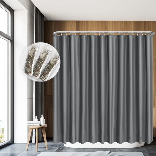 Clawfoot Tub Shower Curtain with 12 Magnets - 36 Metal Hooks Included, 180" W x 70" H Wrap Around, Waterproof PEVA Shower Liner for Bathroom, PVC Free, Metal Grommets - Dark Gray, 180x70