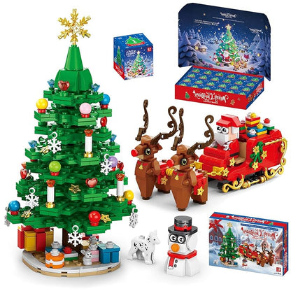Nueris Advent Calendar 2026 Building Blocks Set - 24-Day Christmas Countdown Calendar, 912 Pieces - Santa Sleigh & Tree Display, Variation 9158