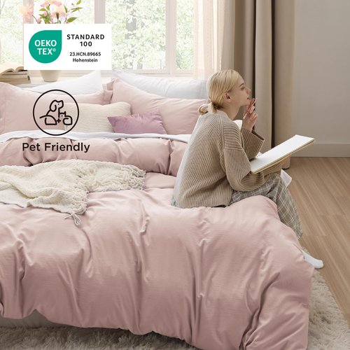 Bedsure Rose Pink Duvet Cover King Size - 3 Pieces Prewashed Extra Soft Bedding Set, Includes 1 Duvet Cover 104x90 Inches with Zipper Closure & 2 Pillow Shams, Comforter Not Included