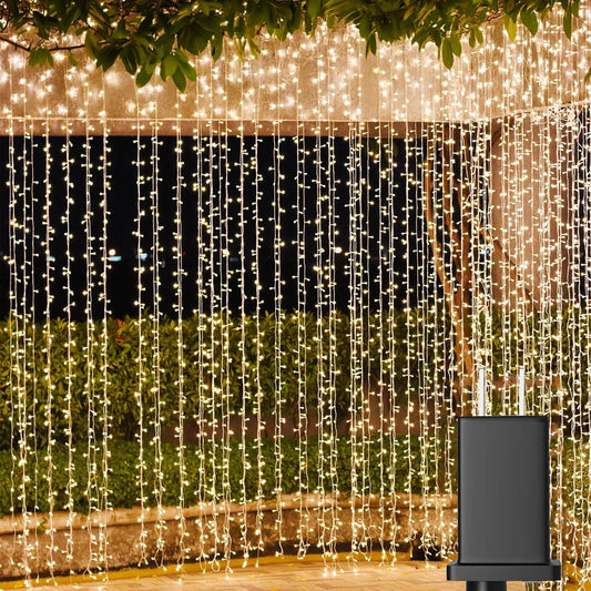 Solhice LED Curtain Lights - 800 Warm White Twinkle String Lights for Outdoor & Indoor Décor | 40ft x 10ft