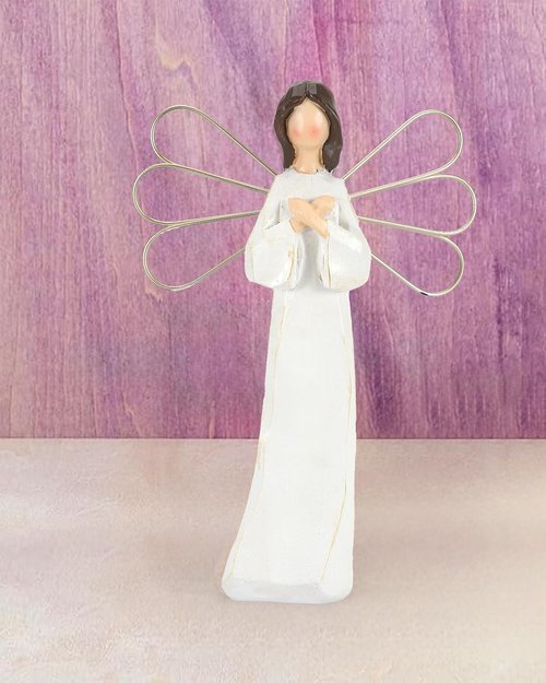 iStatue Angel Ornaments - 8'' Hand-Painted Resin Faceless Angel Gifts for Sympathy & Remembrance