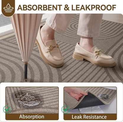 Absorbent Front Door Mat by [Brand Name] - 17''x30'' Non-Slip, Washable Indoor Doormat | Easy-Clean Brown Welcome Mat