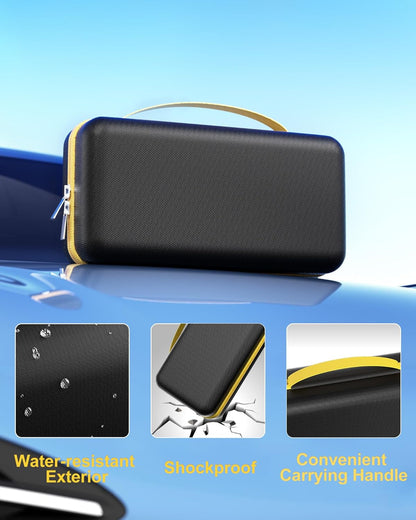 ProCase Hard Case for Fanttik Slim V8/V10 Cordless Car Vacuum - Portable Organizer with Mesh Pocket, Black