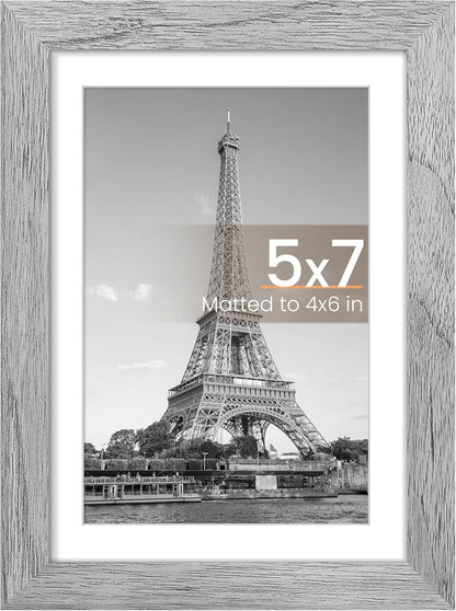 Upsimples 5x7 Picture Frame - Versatile Display for 4x6 Photos with Mat | Gray, 1 Pack