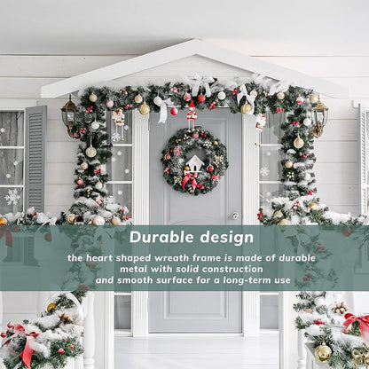 8 Inch Dark Green Metal Wreath Frame - DIY Craft Ring, Round Wire