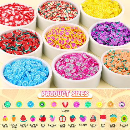 TINKRSTUFF Fruit Slice Polymer Clay Slime Add-Ins - 24-Grid Assorted Fimo Sprinkles for Nail Art & DIY Crafting
