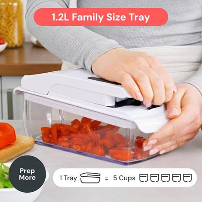 Fullstar Pro Chopper - 9-in-1 Vegetable Chopper & Spiralizer with Container | Silver Kitchen Essential