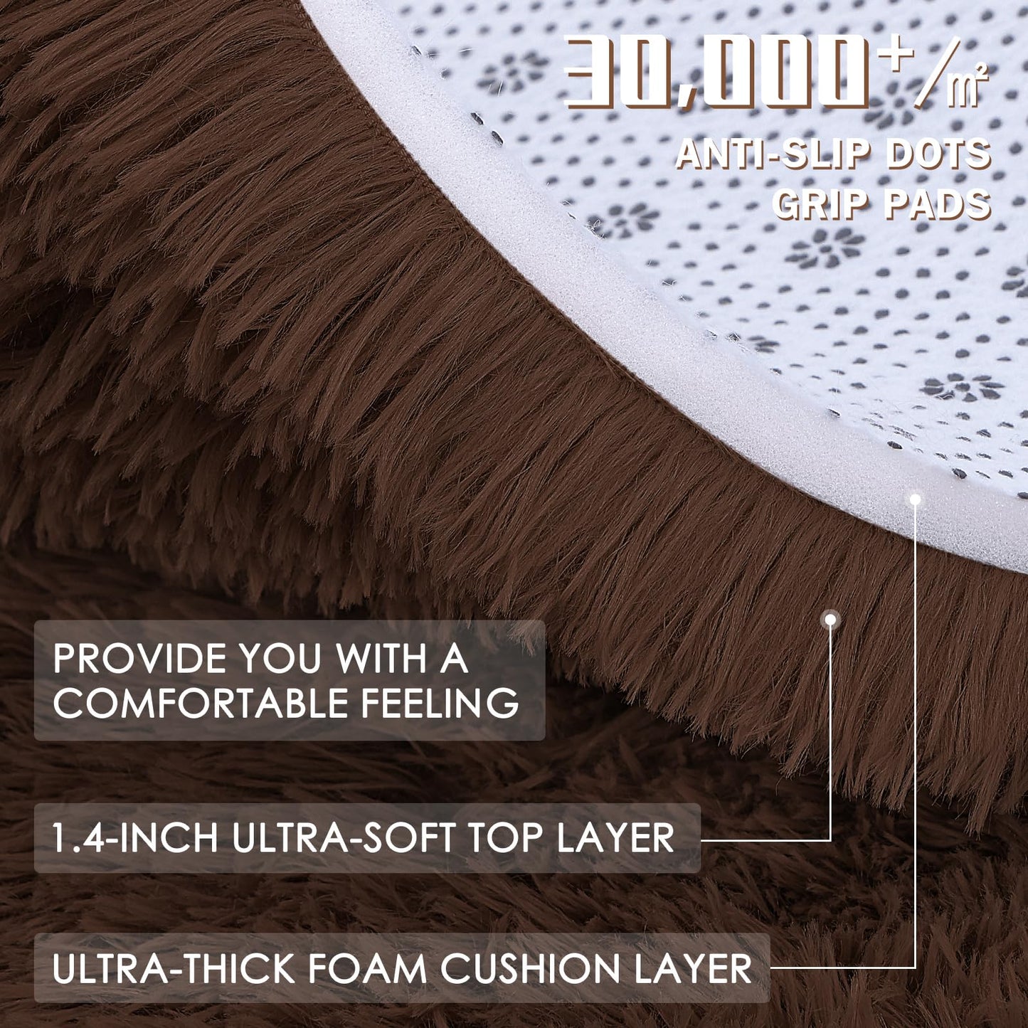 OLANLY 2x4 Machine Washable Runner Rugs for Hallway, Soft Fluffy Shaggy Bedside Rugs for Bedroom, Living Room, Indoor Floor Carpet for Kids Girls and Boys, Nursery Rooms, Home Decor Aesthetic, Coffee