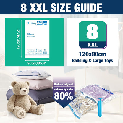 Skiennix XXL Jumbo Vacuum Storage Bags - 47''X35'' Extra Large for Blankets & Comforters (8 Pack)