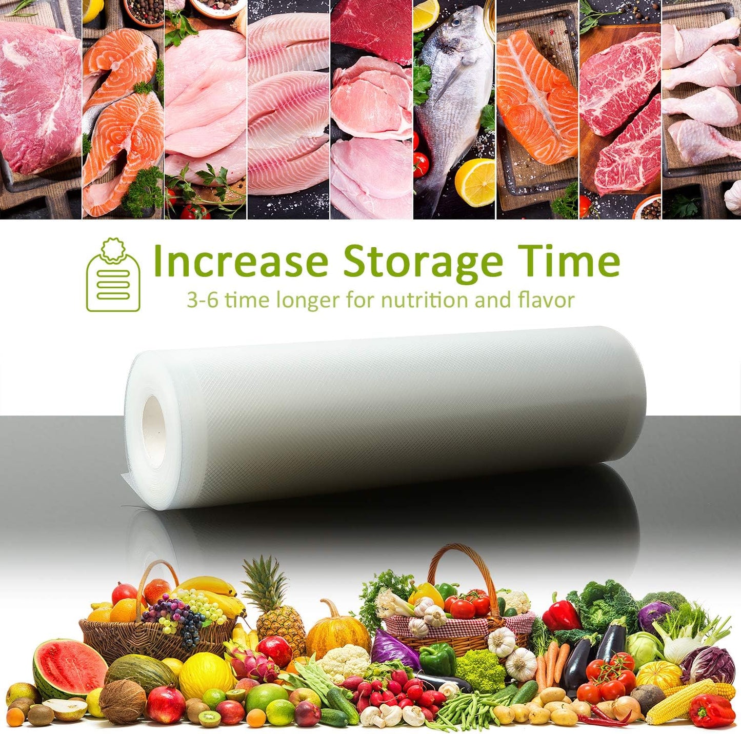 Potane Vacuum Sealer Bags - 6 Pack Heavy-Duty, Smell-Proof & Puncture-Resistant | 11"x20' & 8"x20' Sizes