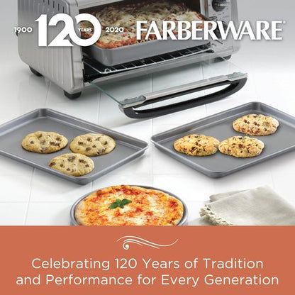 Farberware Bakeware - Nonstick Toaster Oven Pan Set | 4-Piece Baking Set in Gray