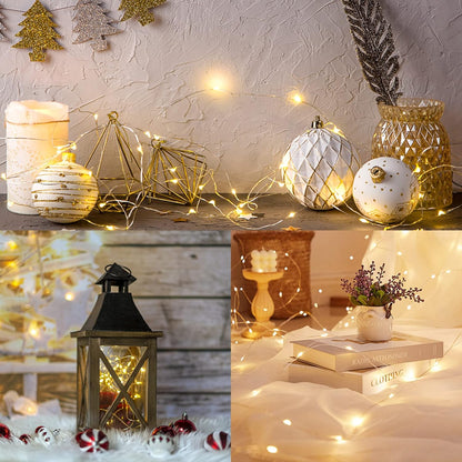 Waterglide 24 Pack Fairy Lights - 7 Ft Battery Operated LED Mini String Lights | Waterproof Silver Wire for Wedding & Party Decor, Warm White