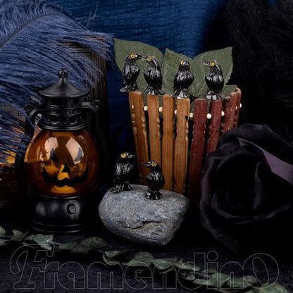 Framendino Mini Resin Crows - 60 Pack Tiny Raven Figures for Halloween Craft Projects & Garden Decor