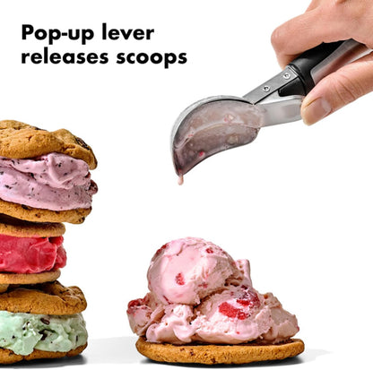OXO Steel Ice Cream Scoop - Effortless Lever Design for Perfect Scoops Every Time