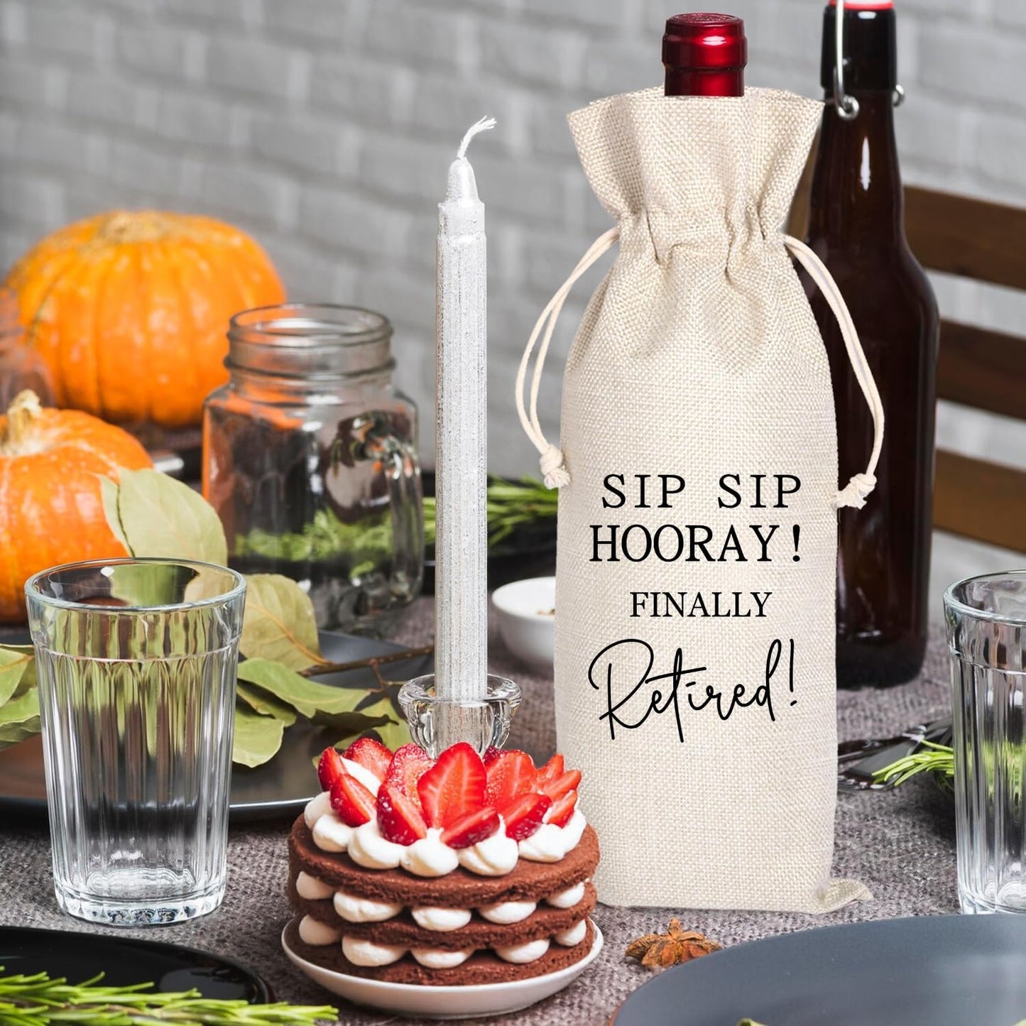 Retirement Gift Wine Bag, Best Retirement Gifts Farewell Leaving Gifts for Teacher Coworker Friend Colleagues Nurse Boss Retirees Work,Pairs Well With Retirement (Beige03)