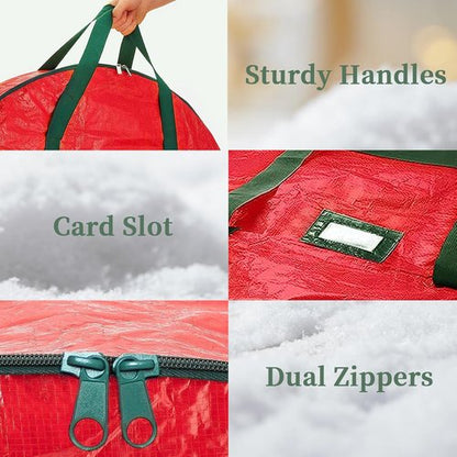 Christmas Wreath Storage Bag 24 Inch | 2-Pack Organizer with Dual Zipper & Handles for Safe Ornament Protection