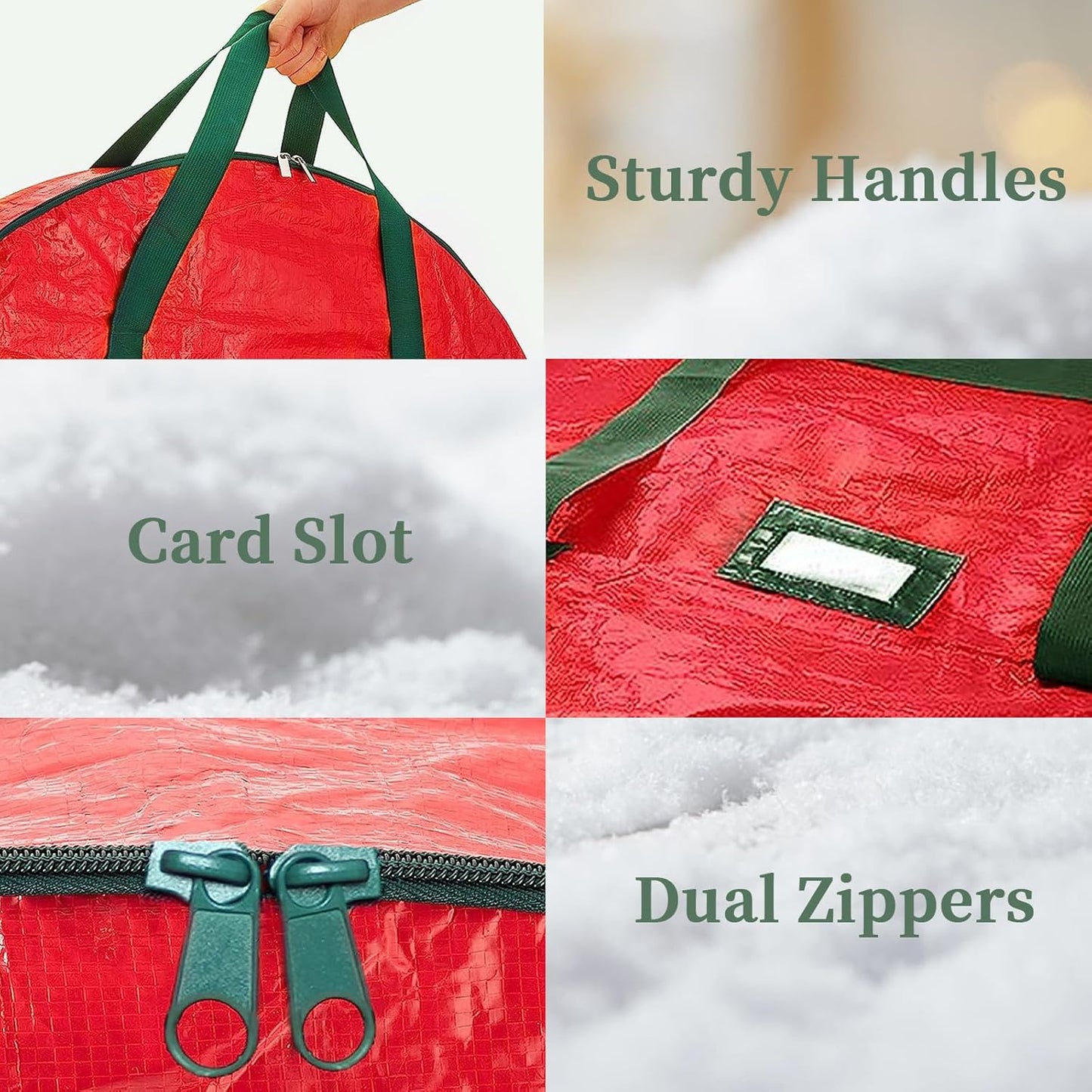 Regine Switzerland Christmas Wreath Storage Bag - 2 Pack 24" Heavy-Duty Xmas Wreath Containers