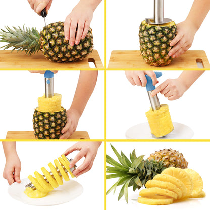 Pineapple Corer and Slicer with Triple Reinforced Stainless Steel with Thicker Blade - Easy-to-Use Pineapple Corer & Pineapple Cutter - Pineapple Slicer and Corer Tool for Easy Core Removal by Zulay