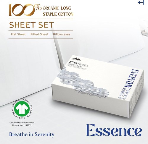 Mayfair Linen King Size Organic Cotton Sheets - 4 PC Soft & Cooling White Percale Set | GOTS Certified, 16" Deep Pocket
