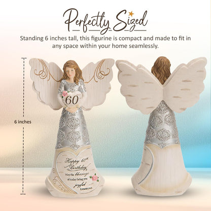 Pavilion Elements | Guardian Angel Figurine - 60th Birthday Blessings Display - 6" Collectible